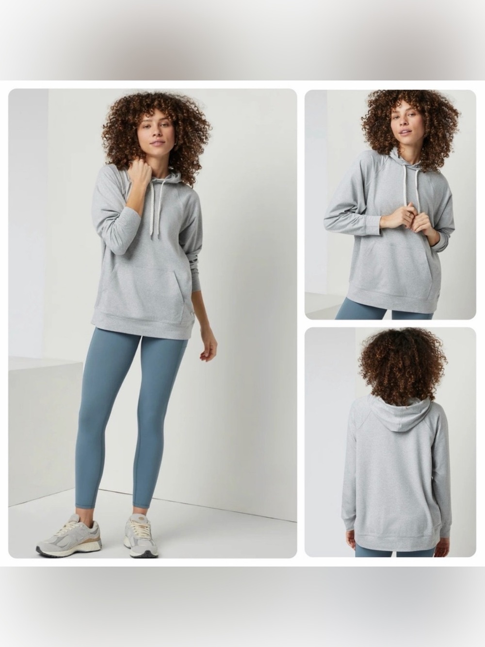 Vuori Halo Oversized Dream Knit Hoodie in Pale Gray Heather - Size Large - VW279